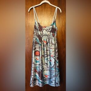 Paisley satin empire party dress L